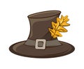 Pilgrim hat with autumn leaf