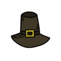 Pilgrim hat doodle icon, vector illustration