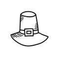 Pilgrim hat doodle icon, vector illustration