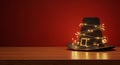 Pilgrim hat with string lights holiday decor Royalty Free Stock Photo