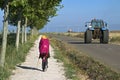 Pilgrim, heavy backpack, Saint James Way Royalty Free Stock Photo