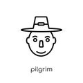 Pilgrim icon. Trendy modern flat linear vector Pilgrim icon on w