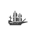 Pilgrim sailing ship vector icon