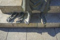 Pilgrim sculpture, Tired feet detail