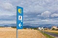 Pilgrim sign along the Camino de Santiago way of Saint James, Spain.