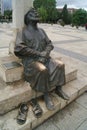 Pilgrim statue of the Camino de Santiago in the city of Leon Spain