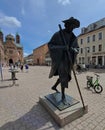 Pilgrim statue and the Speyer Dom, Speyer, Rheinland-Pfalz, Germany