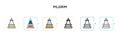 Pilgrim vector icon in 6 different modern styles. Black, two colored pilgrim icons designed in filled, outline, line and stroke