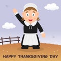 Pilgrim Woman Happy Thanksgiving Card Royalty Free Stock Photo