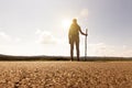 Pilgrim woman at Sunset