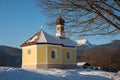 Pilgrimage chapel Maria Rast Buckelwiesen , sunny winter landscape Royalty Free Stock Photo