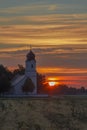 Pilgrimage chapel in sunset scenery