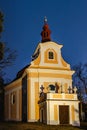 Pilgrimage church of John of Nepomuk in a small Czech village called Svaty Jan, central Bohemia. Evening view of historic catholic