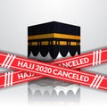 Pilgrimage hajj 2020 canceled to avoid spread of covid-19 outbreak. lockdown city of mecca. Kaaba holy islamic building