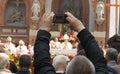 Piekary Sl, Poland, May 29, 2022: Pilgrimage of men to the Sanctuary of Mary, Mother of Love and Social Justice in Piekary Slaskie Royalty Free Stock Photo