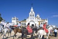 Pilgrims arriving at Hermitage in El Rocio, Spain Royalty Free Stock Photo