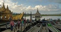 Pilgrims arriving at Phaung Daw Oo pagoda festival, Inle Lake, Myanmar