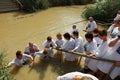 Pilgrims at the Baptism Site Qasr el Yahud Royalty Free Stock Photo