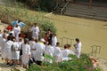 Pilgrims at the Baptism Site Qasr el Yahud Royalty Free Stock Photo