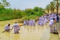 Pilgrims baptize in Qasr el Yahud Royalty Free Stock Photo