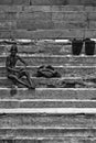 Pilgrims bathe and wash in the holy waters of the Ganges, Varanasi, India