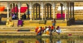 Pilgrims at a Bathing Ghat at Pushkar's Holy Lake