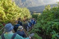 Pilgrims climb the trail to the holy mountain Adams Peak also Sri Pada is the most popular pilgrim place in Sri Lanka