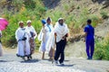 Pilgrims going to the Church for pray in African town