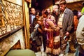 Pilgrims in the Grotto of the Nativity, Alter of Nativity, Bethlehem Royalty Free Stock Photo