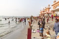 Pilgrims Hindu people bathing in the Arabian Sea before entering the temple