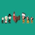 Pilgrims and indians illustration