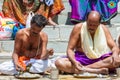 Pilgrims offers prayers to their ancestors