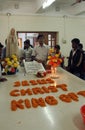 Pilgrims pray beside the tomb of Mother Teresa in Kolkata, India Royalty Free Stock Photo