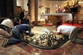 Pilgrims praying in the Basilica of Agony or Church of All Nations in the Garden of Gethsemane, Jerusalem Royalty Free Stock Photo