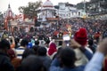Pilgrims praying during Ganga Aarti at Har Ki Pauri