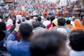 Pilgrims praying during Ganga Aarti at Har Ki Pauri