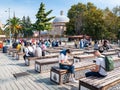 Pilgrims square near the Blue Mosque in Istanbul. Landmarks of Turkey. Turkey. Istanbul. September 25, 2021