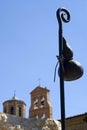 Pilgrims statue and Benedictine monastery, Spain Royalty Free Stock Photo