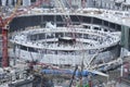 Pilgrims Tawaf Around Al-Kaaba While Construction Works Are Goin Royalty Free Stock Photo