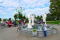Pilgrims are on territory of famous Holy Trinity Seraphim-Diveevo Convent, Diveevo, Russia Royalty Free Stock Photo
