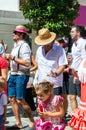 Pilgrims in the traditional Romeria of San Miguel festival (Romeria de San Miguel) as the first day of fair