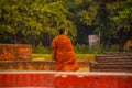 Pilgrims visit the birthplace of Buddha during Buddha Jayanti Young monk prayer,