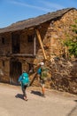 Pilgrims walk along the Camino De Santiago