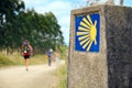 Pilgrims Walking On A Path To Santiago de Compostela