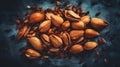 Pili nuts group background. Food backdrop. Generative AI