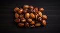Pili nuts group background. Food backdrop. Generative AI