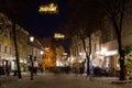 Pilies street of Vilnius old town at night, nicely illuminated for Christmas time