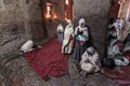 Piligrim pray in lalibela rock church Timkat day