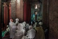 Piligrim pray in lalibela rock church Timkat day Royalty Free Stock Photo