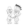 Piligrims and indians coloring page Royalty Free Stock Photo